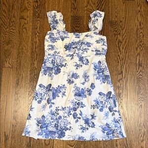 Abercrombie Floral Blue and White Linen Dress